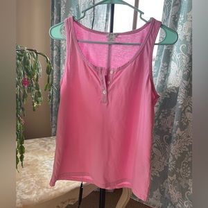 J. Crew pink cotton Henley tank top